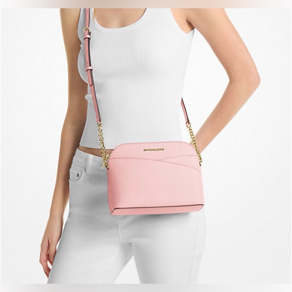 Michael Kors Pink Leather Crossbody with Gold Chain - Picture 3 of 9